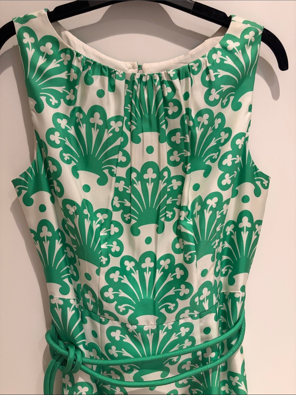 Milly Green and White Sleeveless Midi Sheath Dress - Picture 5 of 6